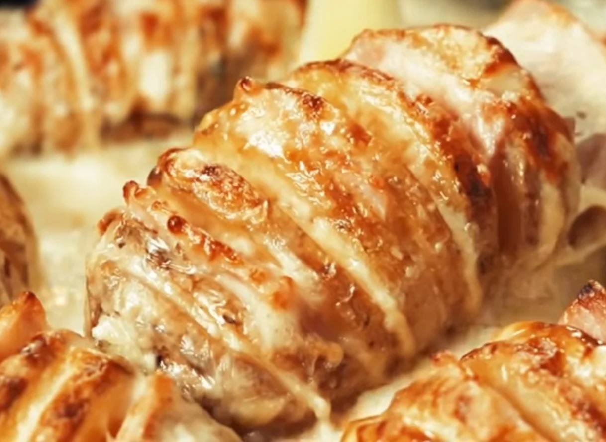 Patatas Acordeón con Beicon y Queso